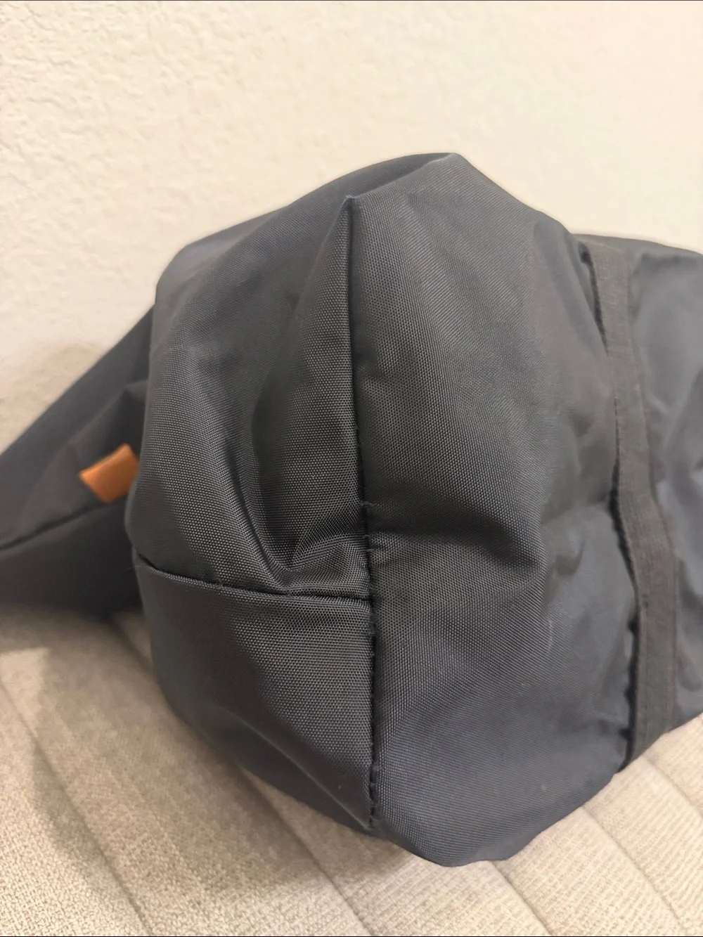 Longchamp Black Duffel Bag with Brown Leather Trim